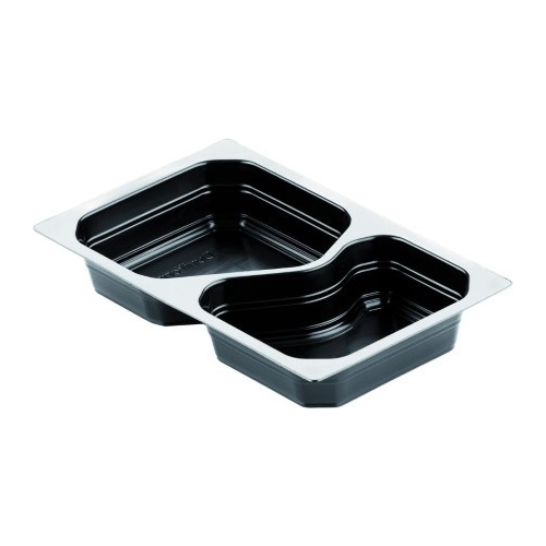 Container GN 1/4 PP Duniform - 263x161x43mm 2-compartment black - 225 pcs