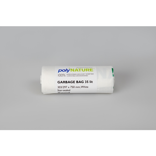 Affaldspose BIO PolyNATURE - 35L 600x750mm 20my hvid rle20st - 20 stk