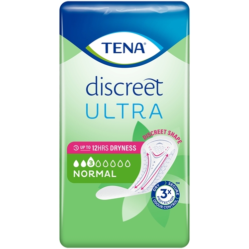 Inkontinensindlæg til fiksering i trusser - TENA Discreet Ultra Normal - 128 stk.