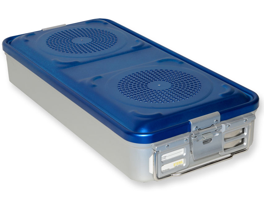Filterbehälter groß h 100 mm blau perforiert