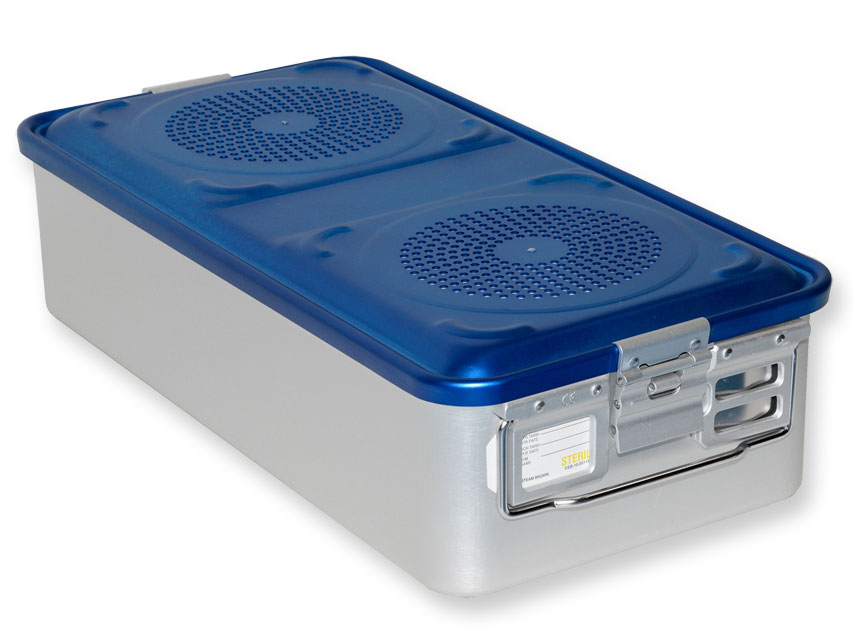 Behälter mit Filter groß H 150 mm blau perforiert