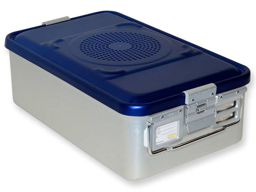 Behälter mit Filtermedium h 150 mm - blau - perforiert