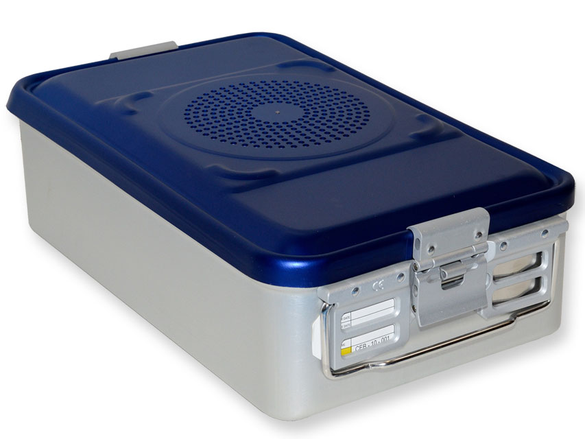 Behälter mit Filtermedium H 135 mm blau perforiert