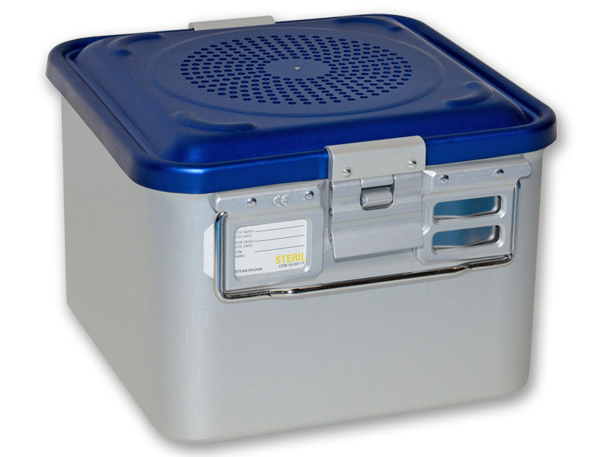 Kleiner Filterbehälter H 200 mm blau perforiert