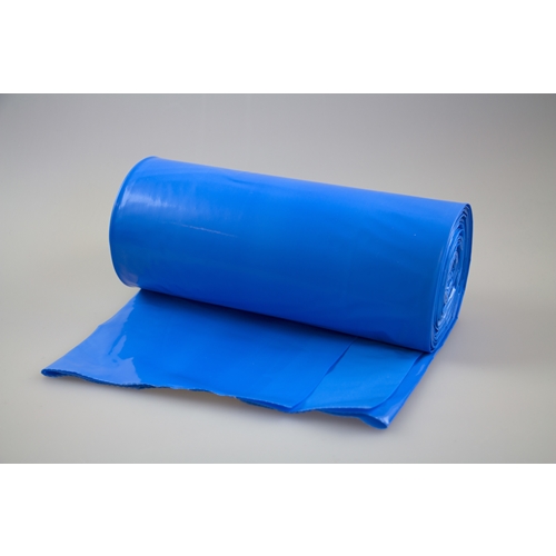 Affaldssæk i LLD-plast - 410L 580/520x1450mm 80my blå/hvid - 50 stk