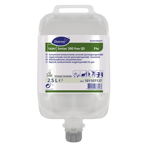 Gulvplejemiddel Jontec 300 Free - 2,5 l uparfumeret QS F4c - 2 stk.