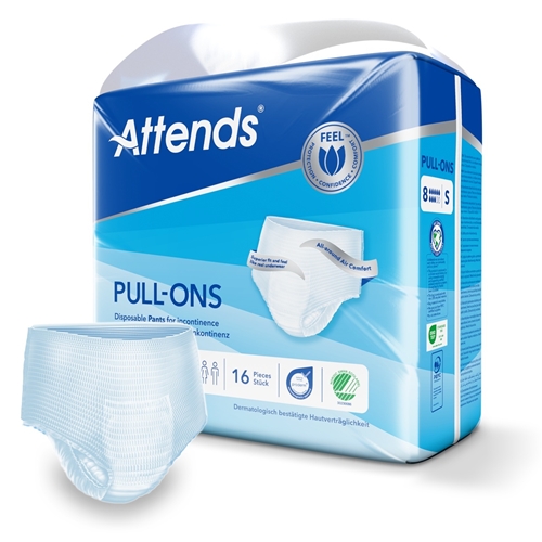 Alt-i-én inkontinensbukser - Attends Pull-Ons 8 S - 64 stk