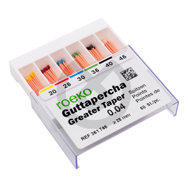 Guttaperkaspetsar, taper – Gutta-Percha Points Taper 6% No. 20