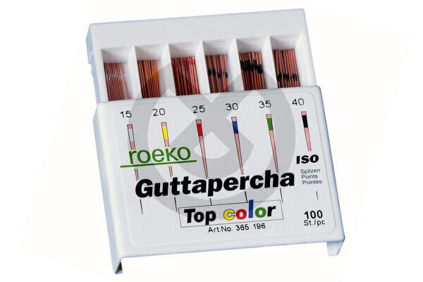 Roeko färgade Guttaperkaspetsar, storlekar 15-80 – Guttapercha N.25 Top Colour Roeko -8399-