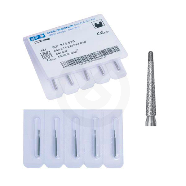 Diamantborr för turbinvinkelstycke, modell 6844, lång kon, aktiv längd 10 mm – Burs F.G. 6844-314-014-K Thick Diam.