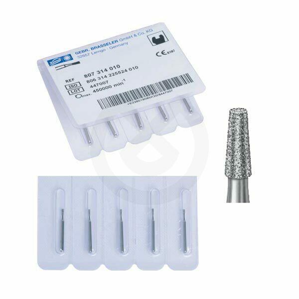 Diamantborr för turbinvinkelstycke, modell 846, konisk, kort med axel, aktiv längd 6 mm – Burs F.G. 6846-314-012-K Thick Diam.