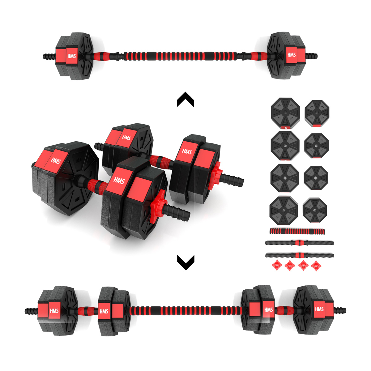 Justerbar skivstång + hantlar - 15 kg - SGC15