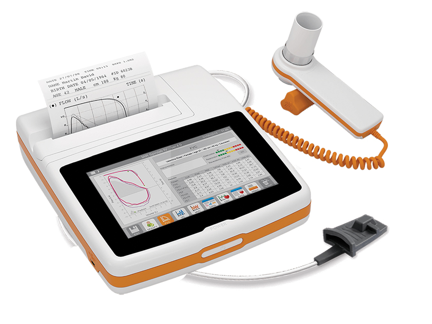 Barevný spirometr Spirolab se 7" dotykovou obrazovkou SpO2 tiskárnou a softwarem