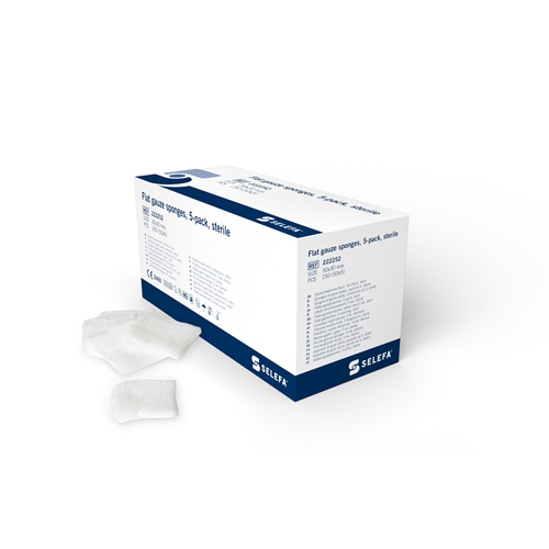 Flad tamponadegaze 5-pak Selefa - 30x30 mm steril - 250 stk.