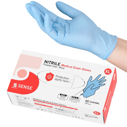Rękawice nitrylowe Selefa PF XL SENSE niebieskie AQL 1,5 180 szt.