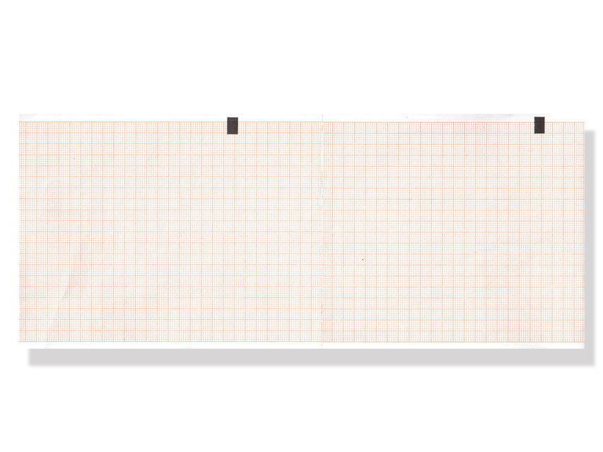 EKG-Thermopapier 108x140mm x200 Blatt Packung mit orangefarbenem Raster