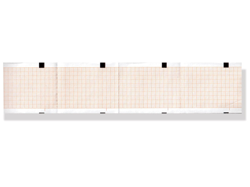 EKG-Thermopapier 63x75mm x400 Blatt Packung - orangefarbenes Raster