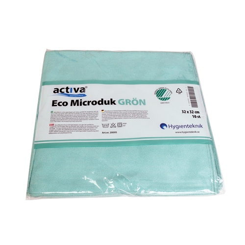 Aftørringsklud mikrofiber Activa ECO - 32x32 grøn Svanen - 10 stk.