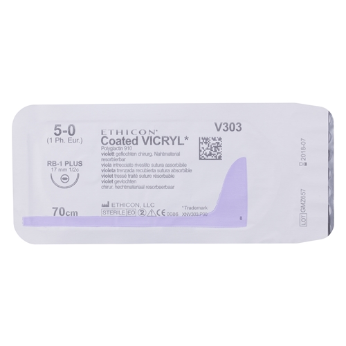 Vicryl sutur 5-0 V303H - 70 cm nål RB-1 - 36 stk.
