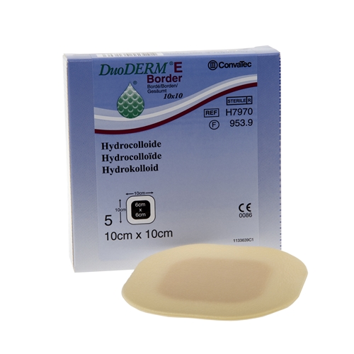 Hydrokolloidbandage DuoDERM E Border - 10x10 cm - 5 stk.