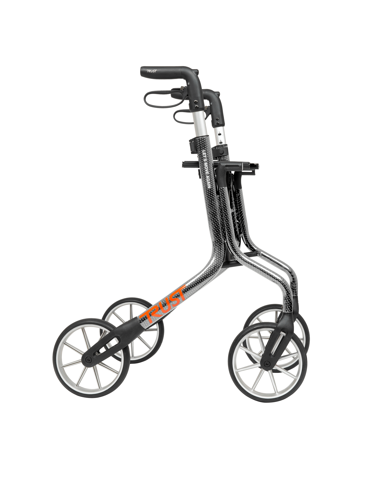 TrustCare - Let's Move Again rollator - ultralet 5,4 kg sammenklappelig til 20 cm - Silver/Svart