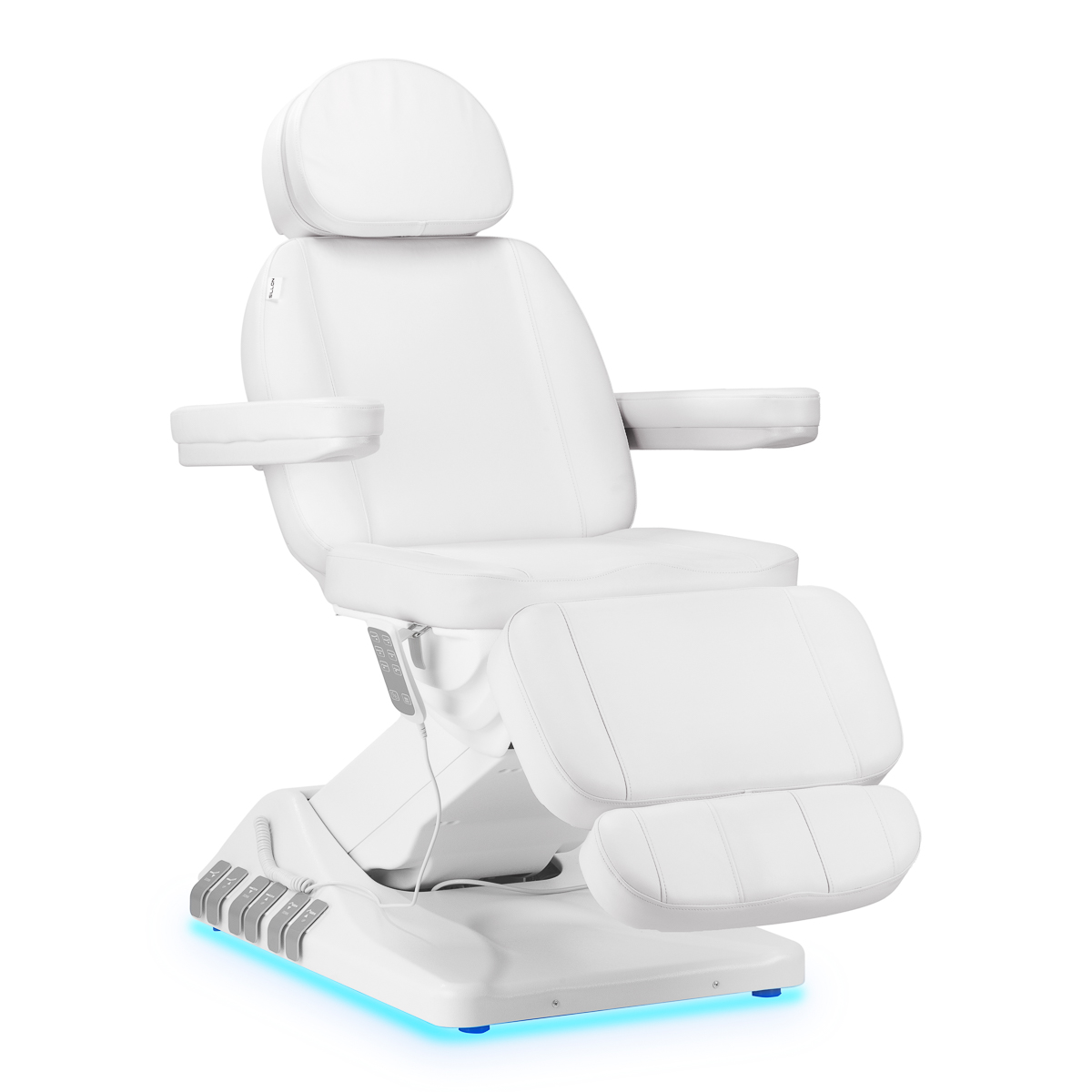Elektryczny fotel kosmetyczny SILLON Luxury z 3 silnikami biały sterowanie nożne