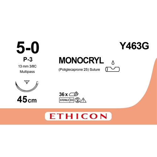 Sutur Monocryl 5-0 Y463G – 45cm violett nål P-3 PRM MP – 12 st