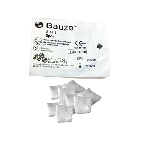 Plattork gazekompres 5-pak Gauze - 25x30 mm nr. 3 steril - 350 stk.