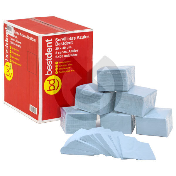 Blå servetter, 2-lager - 30 x 30 cm - BESTDENT