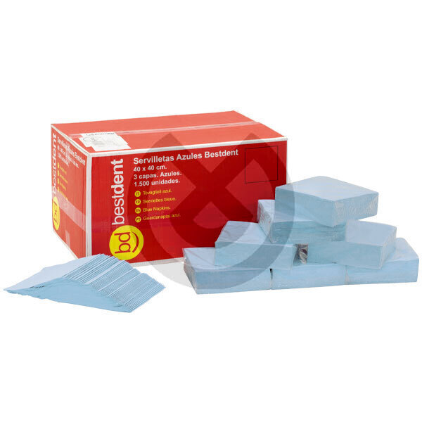Servietten - 40 x 40 cm blau 3-lagig (1500 Stk.) - BESTDENT