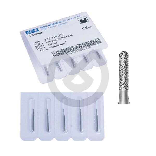 Diamantborr för turbinvinkelstycke, modell 838, cylindrisk, kort rund spets, aktiv längd 4 mm – Burs F.G. 838-314-010-K Diamond Komet