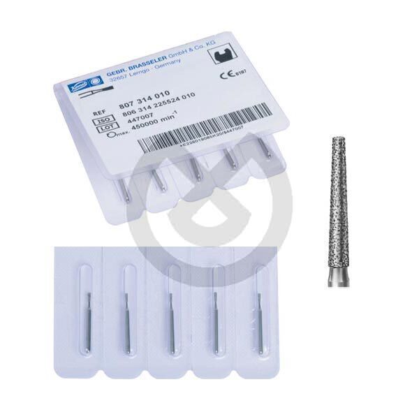Diamantborr för turbinvinkelstycke, modell 848, lång kon med axel, aktiv längd 10 mm – Burs F.G. 6848-314-016-K Thick Diam.