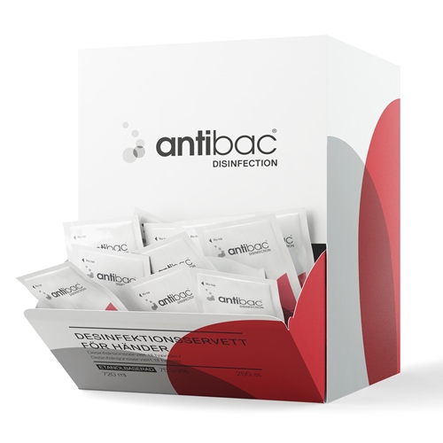 Handdesinfektionstuch Antibac - 17x22cm 6ml einzeln verpackt - 250 St.