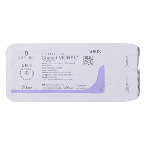 Vicryl 0 V603H -ommel 70 cm neula UR-6 36 kpl