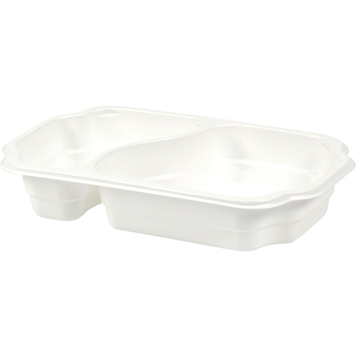 PP take-away bakke Duniform - 250x159x45 mm 2-rums hvid - 246 stk.