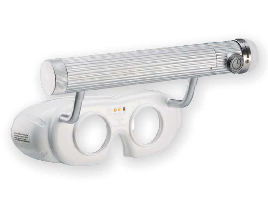 LED-batteridrivna nystagmusglasögon – vit