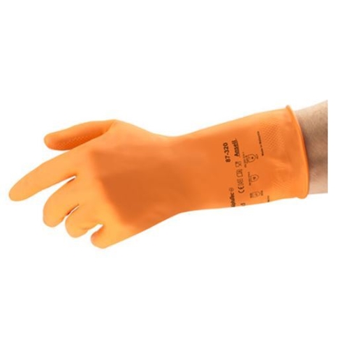 AlphaTec-lateksiset talouskäsineet L (9) oranssi 87-320PP - 12 kpl