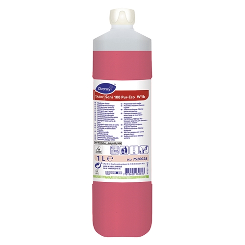 Sanitetsrengöring Sani 100 Pur-Eco – 1L parf pH=10,0 EU Ecolabel – 6 st