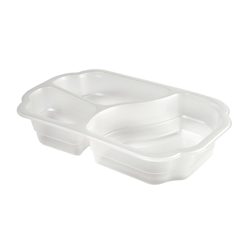 PP takeaway-form Duniform - 250x159x48 mm 3-rums transparent - 246 stk.