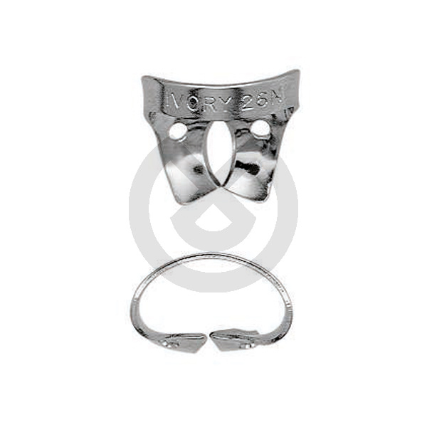 Ivory-kofferdamklamrar med/utan vingar, anteriorer och molarer, refill – Ivory Clamp Ss 27 Reg Molar