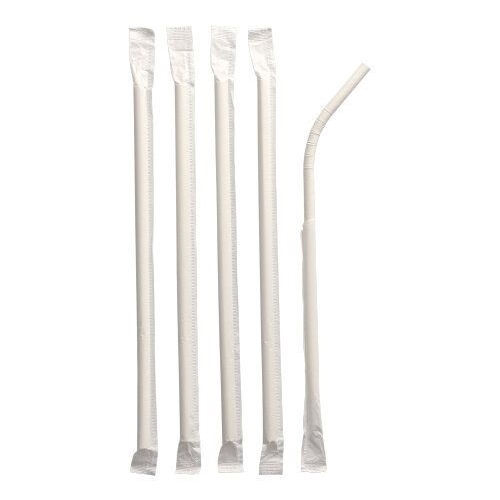 Biegsame Papiertrinkhalme Pure - 20cm d=6mm weiß hygienisch einzeln verpackt - 100 Stück