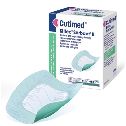 Bakteriebindende skumbandage Cutimed Sorbact - 23x23cm Sacrum Border - 5 stk