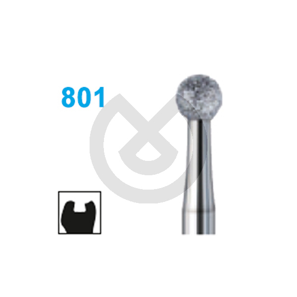 Diamantborr för turbinvinkelstycke, Busch, modell 801, storlek 016-023 – Diamond Bur 8801.023.Fg Fine Grit