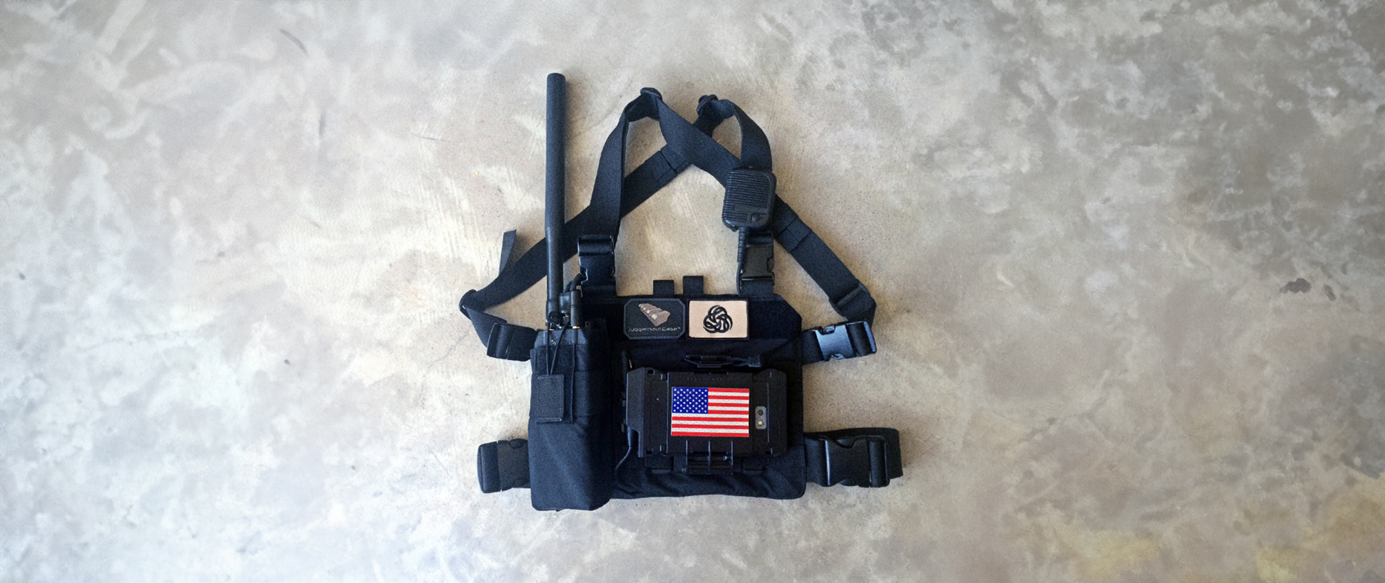 Image of the chest rig set up with advanced gear