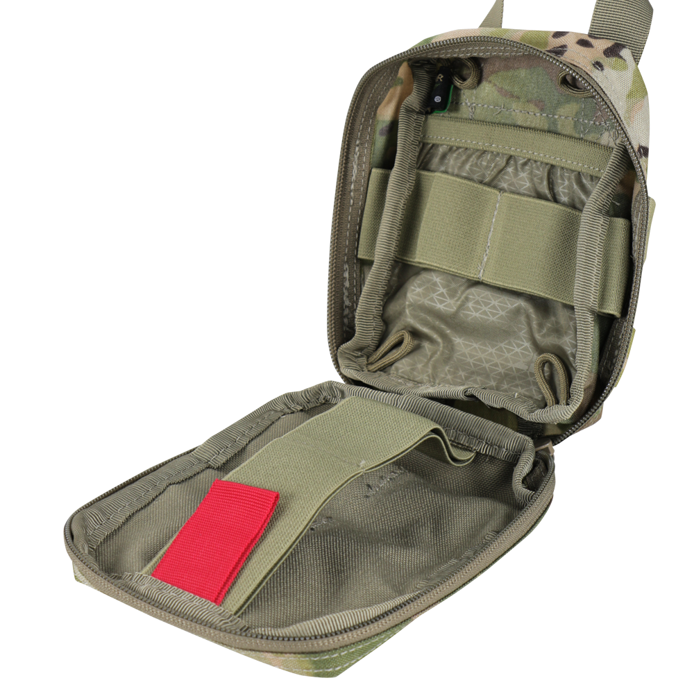 Image of the back of the pouch showing the molle attachment