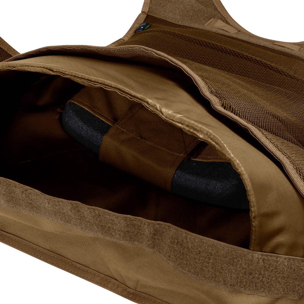 Image showing how you fit the ceramic plate and soft armor.
