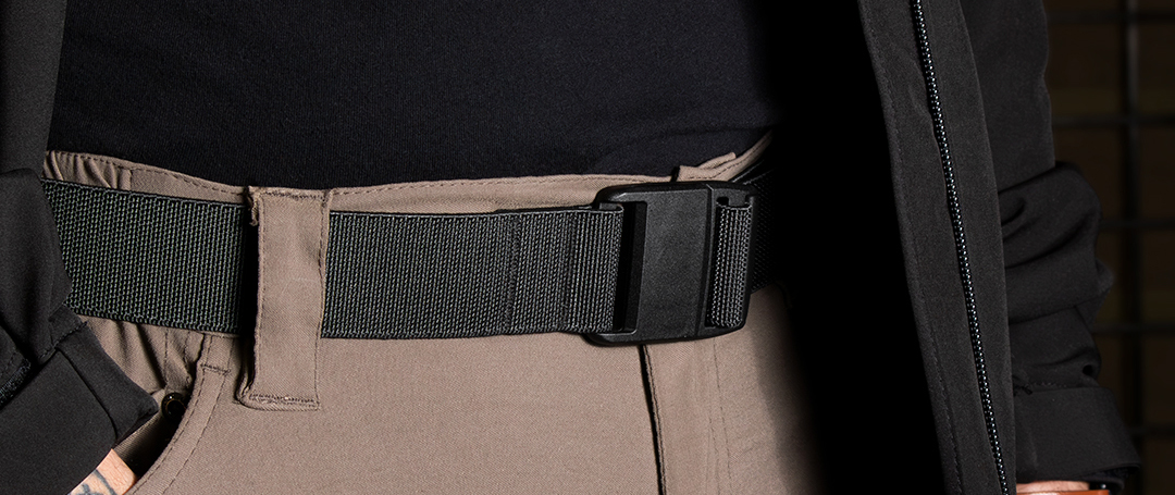 close up image of someone wearing the pdq belt