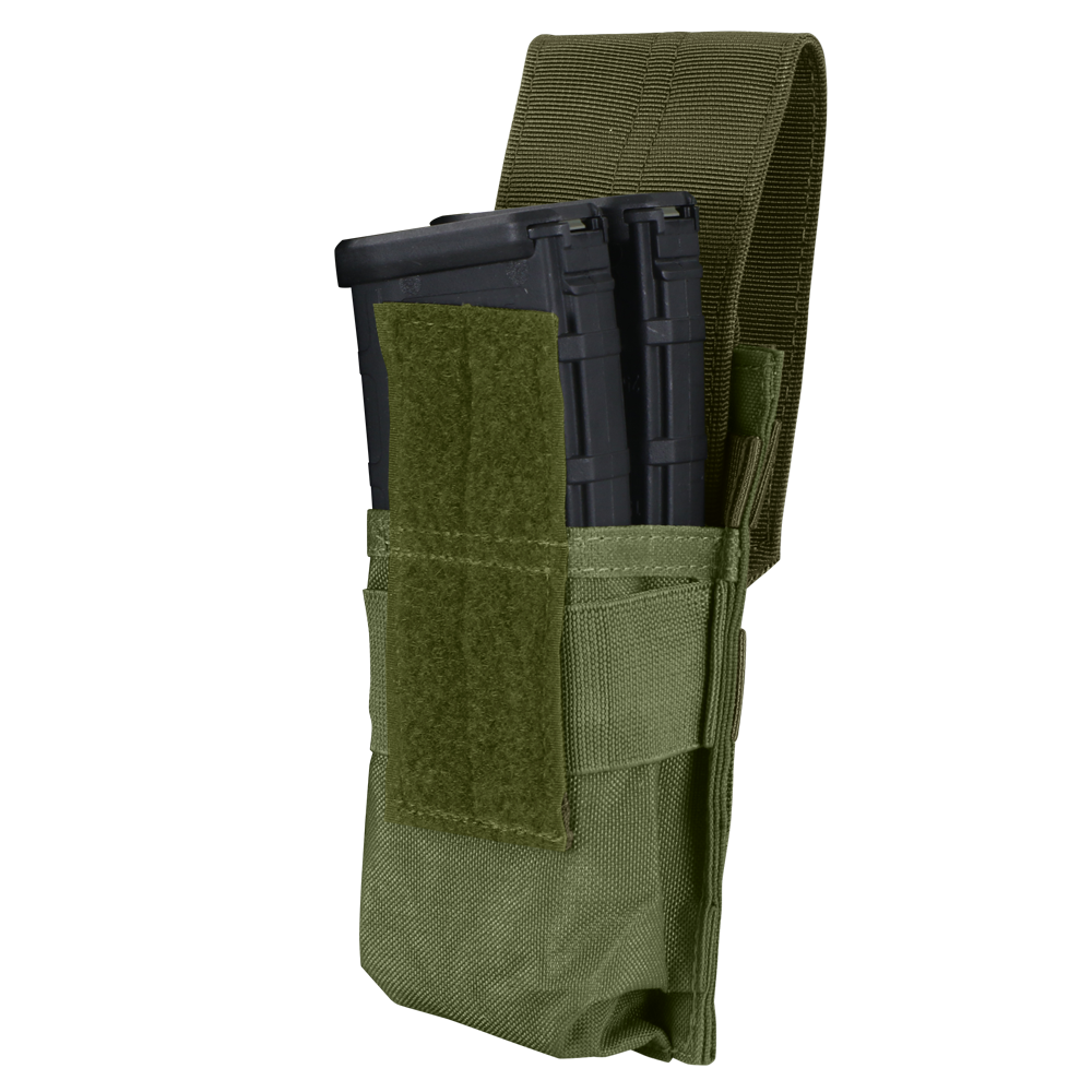 Image of the hook and loop flap opened up on the pouch