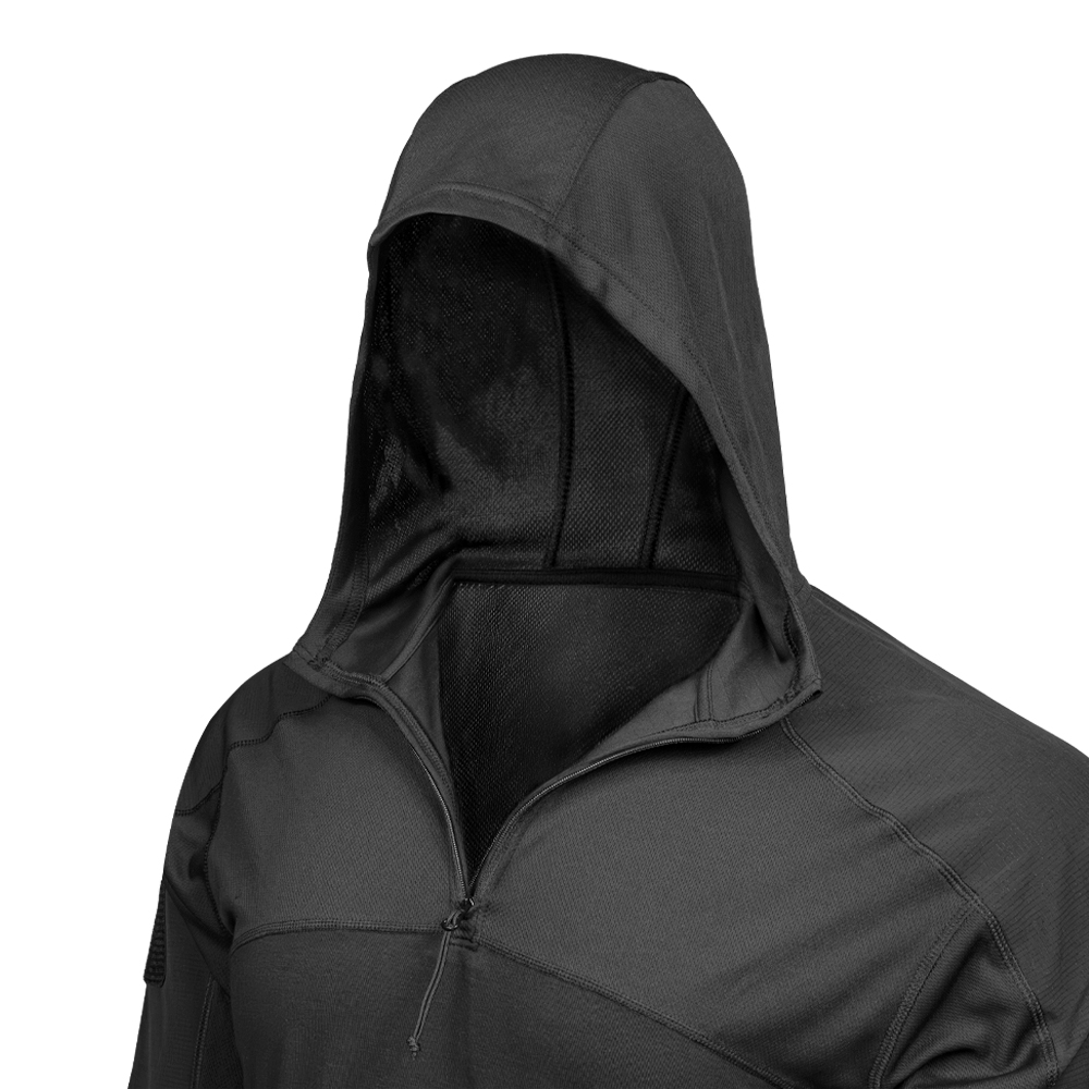 Close up on the hood of the tactical sun shirt