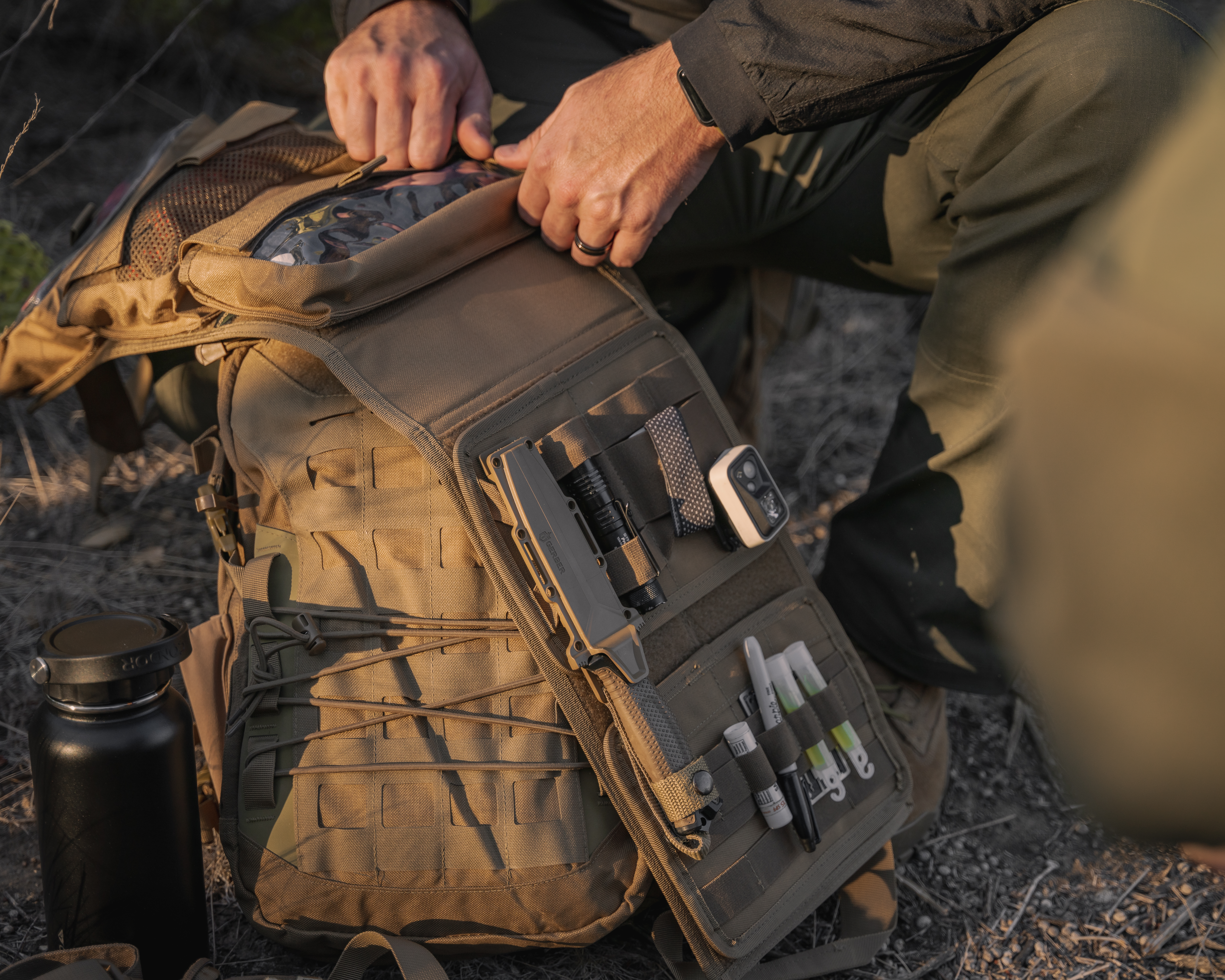 Image of the pack insert unrolled on a backpack